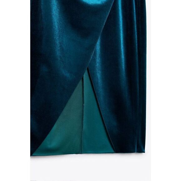 JEWELED VELVET GREEN - AQUA DRESS ZARA NWT - Picture 8 of 10